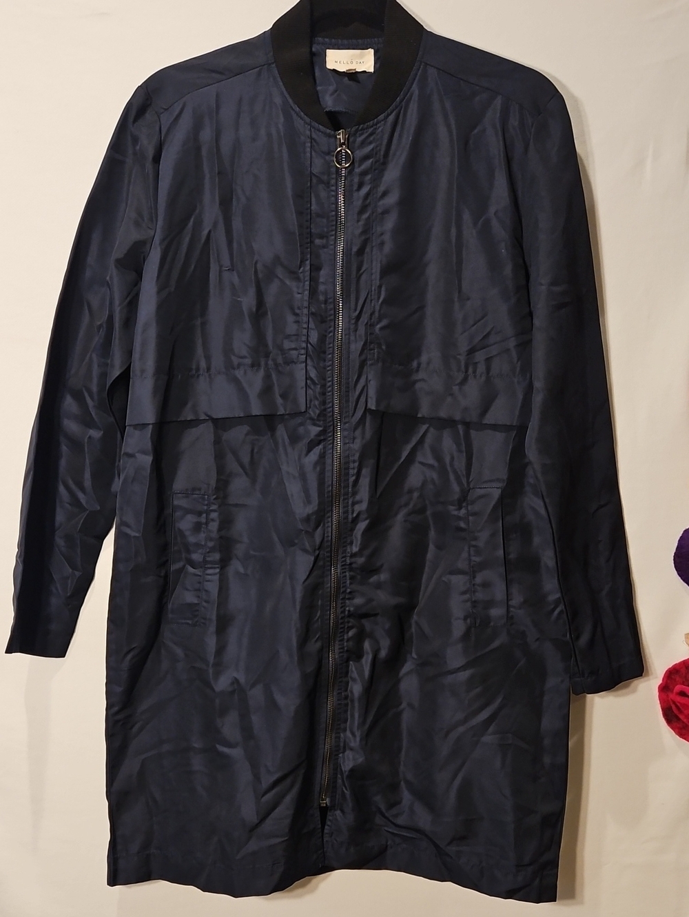 Navy Long Bomber Wind Breaker Jacket 0185